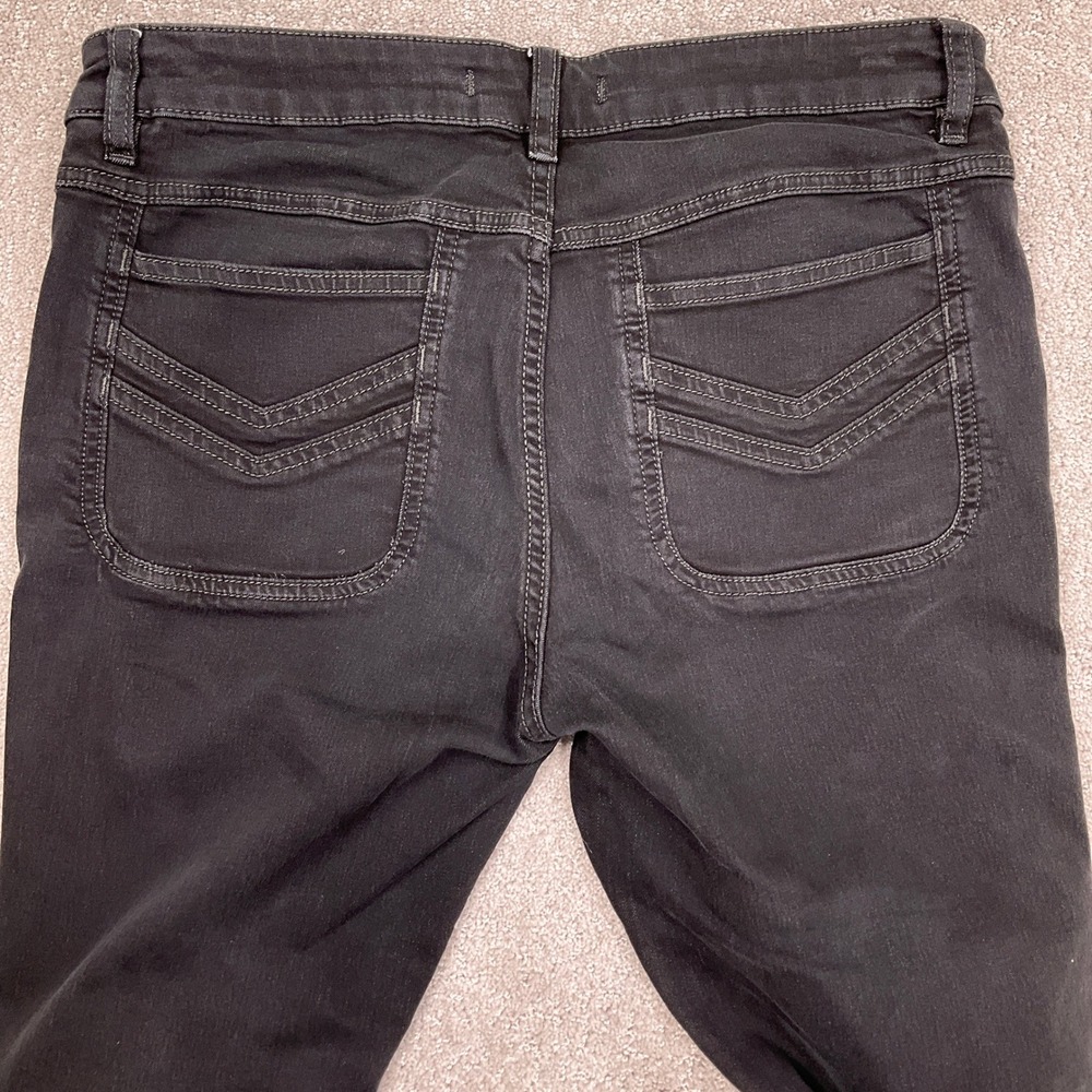 Free People Jeans Women 32W 31.5L Black Flare Chevron Stitch 70s Penny Lane VTG - Picture 10 of 12